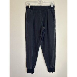 ATM Anthony Thomas Melillo Silk Jogger Pants Small S Black Tapered Multi Media
